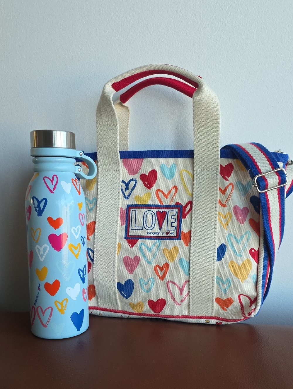 BRIGHTON LOVE NWOT Canvas Tote with Matching Water Bottle